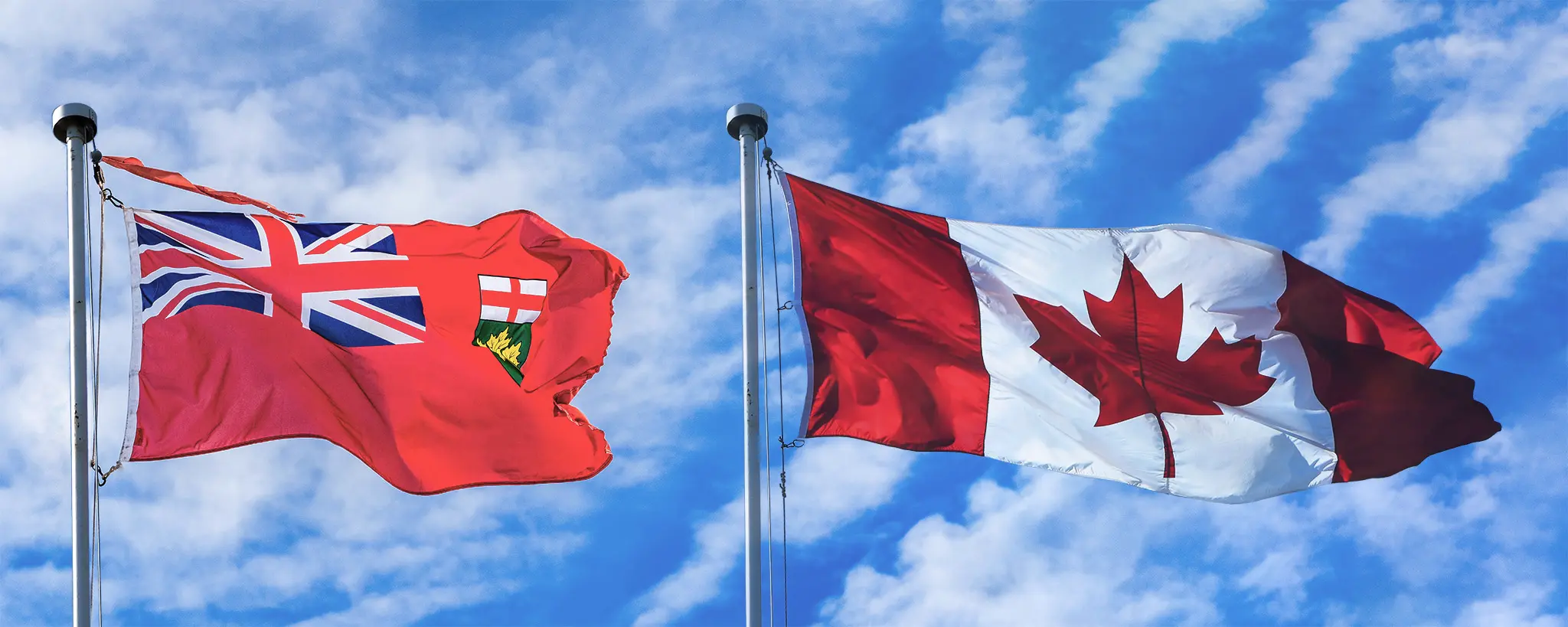 Ontario Flag next to Canadian Flag