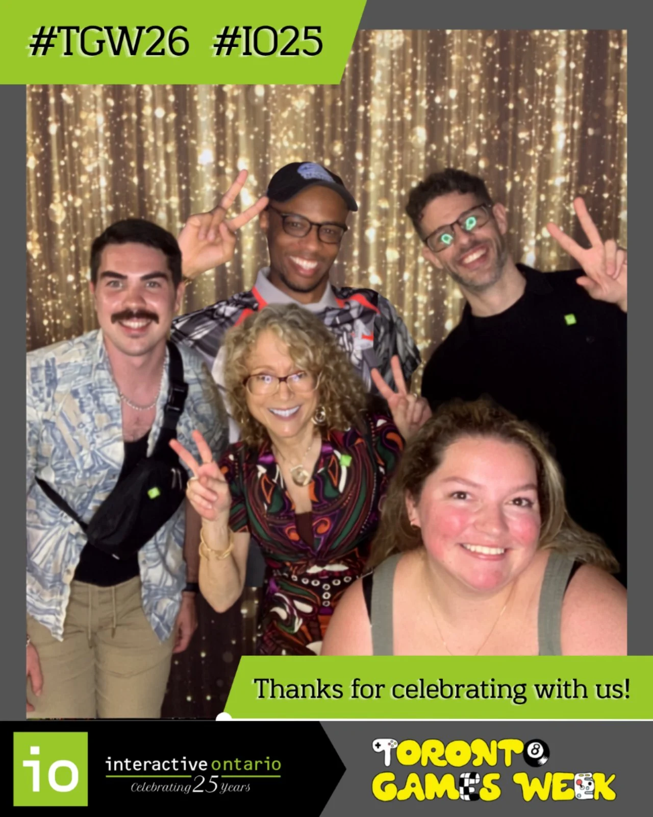 A photograph of the IO team at the Toronto Games Week Closing Event captioned: Thanks for celebrating with us!